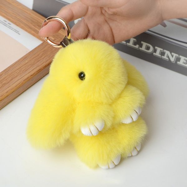 

faux fur rabbit key plush toys keychains pendants animals keyrings pendants cute bunny bags pendantss car accessories, Slivery;golden