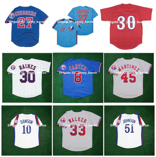 

vintage montreal expos baseball jersey vladimir guerrero gary carter cliff floyd jose canseco pedro martinez tim raines rondell white tom br, Blue;black