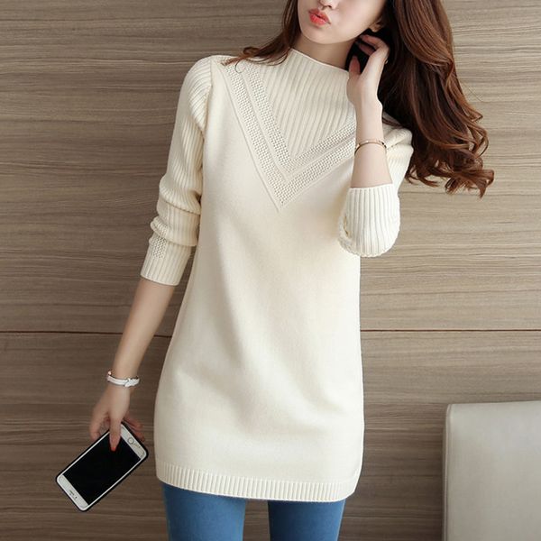 

women's sweaters female sweater outerwear medium-long basic pullovers office lady thickening, White;black