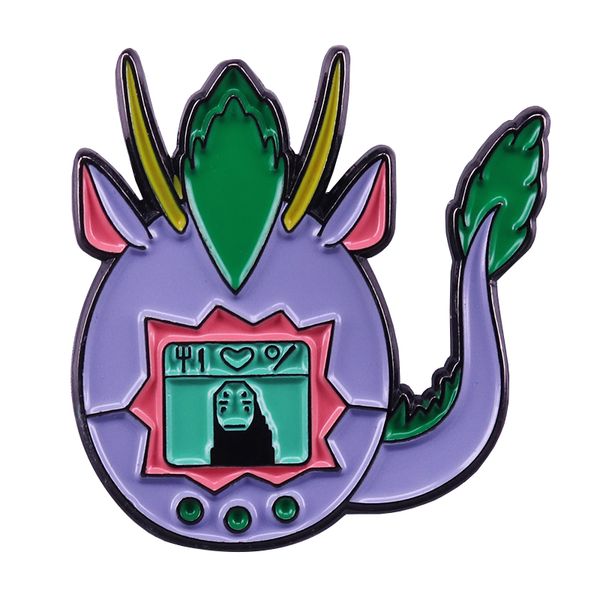 

kawaii no face haku brooch cool mashup of tamagotchi and spirited away nostalgic ghibli jewelry, Blue
