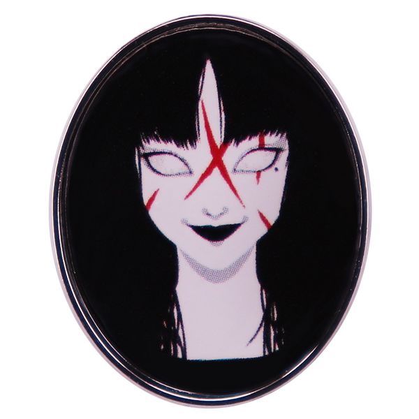 

junji ito tomie enamel pin horror manga badge backpack decoration jewelry, Blue