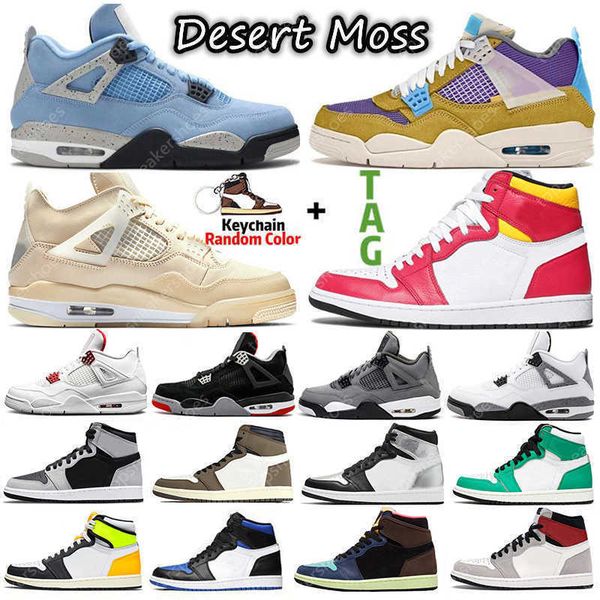 

20221 sail desert moss 1s 4s sneakers shoes light fusion red university blue shadow 2 .0 dark mocha 1 mens women sports trainers, Black