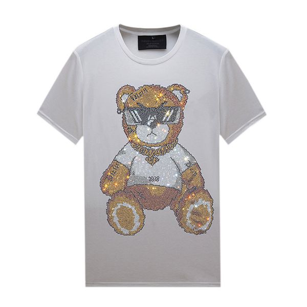 

summer vintage rhinestone short sleeve t-shirt for men women with designs - crew neck pullover casual cotton blend, White;black