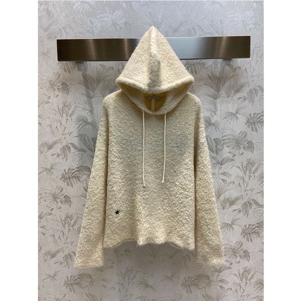 

designer fashion women's sweaters autumn winter hooded pullover women long sleeves letter embroidery wool blended knitting sweater, White;black
