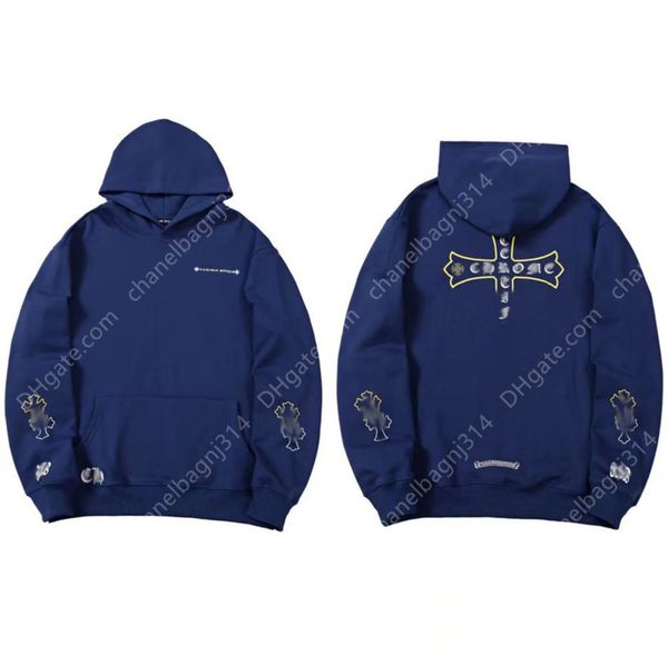 

trendy brand loose luxury men's designer jackets brand hoodies horseshoe cross print ch men zipper sweatshirts women coat casual fashi, Black