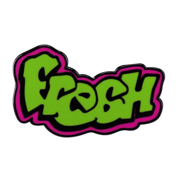

green letter freshs graffiti logoenamel pin personality lapel pins metal brooch badges accessories, Blue