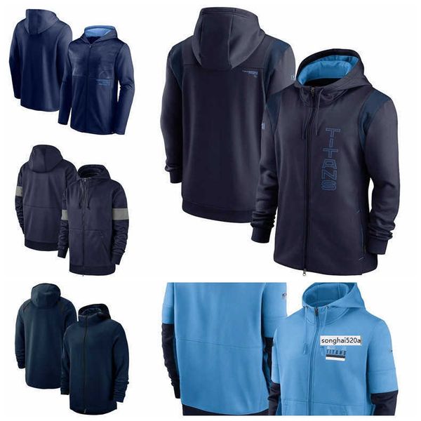 

tennessee men women youth titan football sideline team performance full-zip hoodie navy, Black