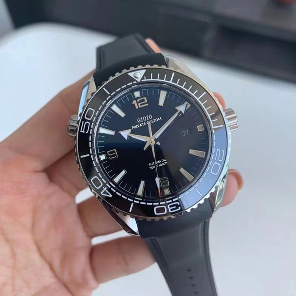 

mens automatic mechanical watch black blue ceramic, Slivery;brown