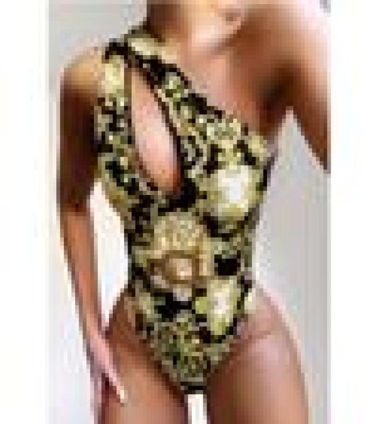 

gold green swimsuit cut out one piece swimsuit women swimwear one shou