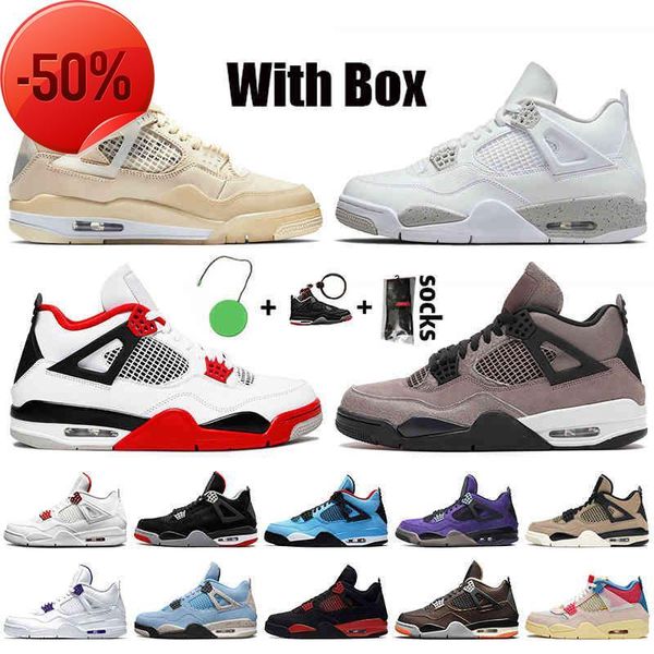

boots boots with box 2021 women mens jumpman 4 sail fire red 4s basketball shoes white oreo taupe haze travis bred guava ice trainers sneake, Black