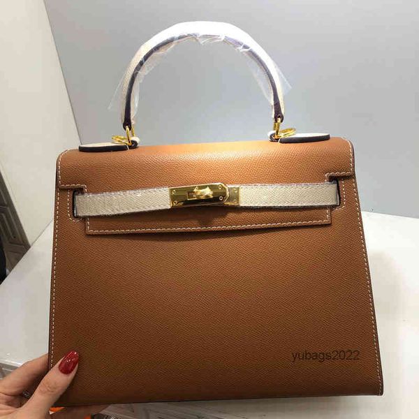 

bags evening luxury h designer bags leather women's bag fashion temperament portable shoulder diagonal 25cm color contrast
