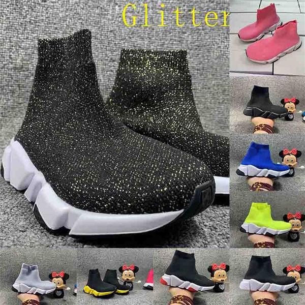 

2021 sock shoes triple beige black white s childrens vintage platform sneakers glitter kids girls trainer runner casual boots 24-3281q