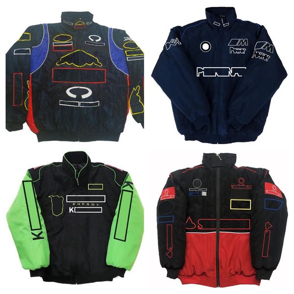 

2022 winter new f1 racing full embroidered logo jacket, Black