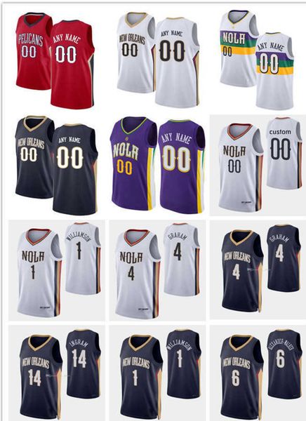 

custom basketball williamson new''orleans''pelicans''zion 75th devonte 1 men women youth 4 14 brandon graham i, Black;red