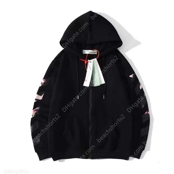 

new luxury designer mens zipper hoodie pure cotton off sweatshirt, Black