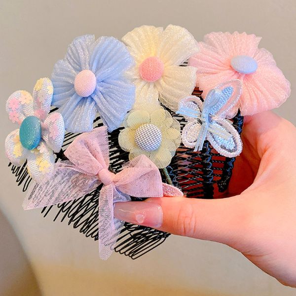 

kids hair combs flower bangs finishing artifact hairpin hair broken headdress gifts, Golden;silver