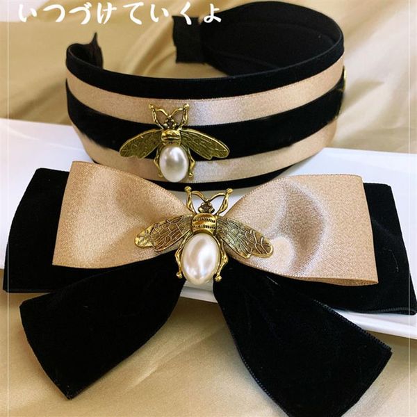 

classic vintage womens girls hair velvet bee bow headband hairband barrette clip hairbands accessories311p