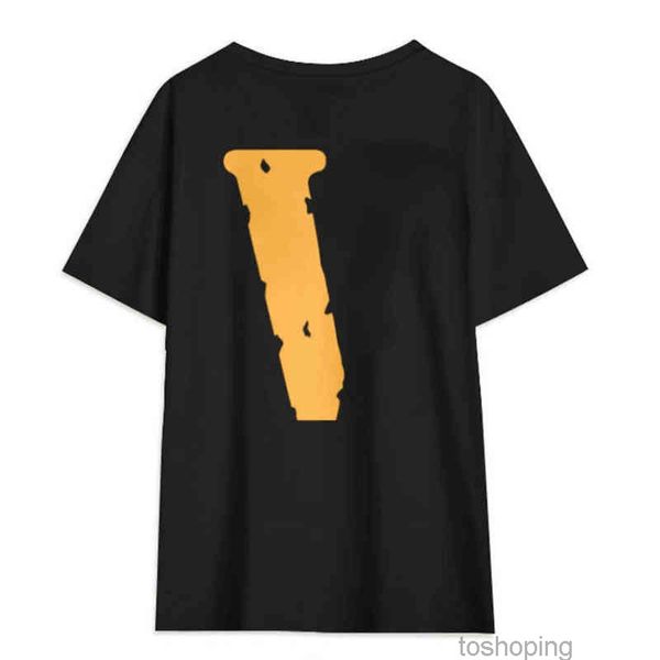 

t-shirt tide brand v 22 lone round neck short-sleeved t shirt classic big v sweatshirt summer cotton loose oversize men's and women&#03, White;black