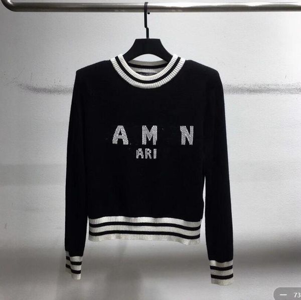 

sweater jacket woman designer sweaters womens round neck stripe sweaters knit letter knitted long sleeved cardigan fashion casual knitwear s, White;black
