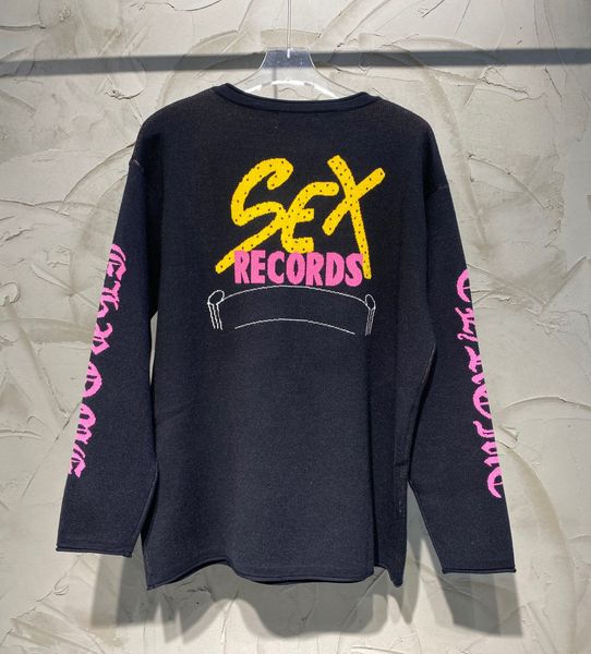 

new aop jacquard letter knitted sweater in autumn / winter 2022acquard knitting machine e custom jnlarged detail crew neck cotton h443ty3, White;black