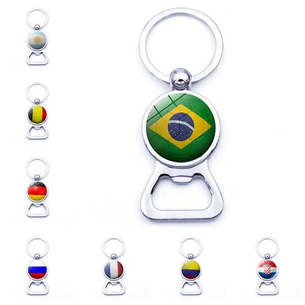 

creative 2022 world cup football beer opener keychain with flag car keychains football fan men fashion gifts