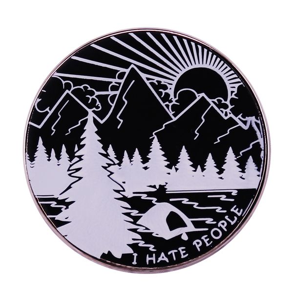 

i hate people camp enamel pin camping hiking mountain brooch funny badge, Blue