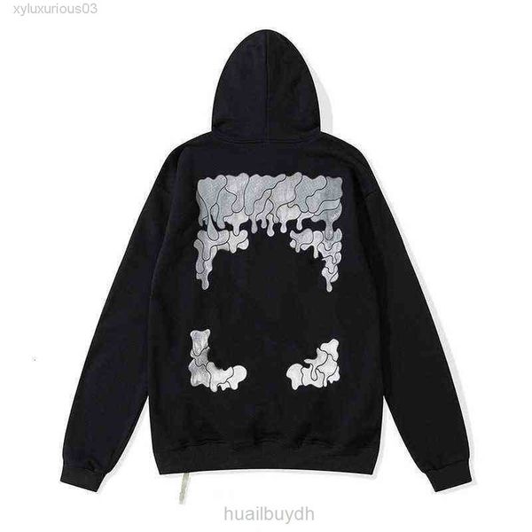 

designer offs sweaters men's sweatshirts off luxury brands hoodie back tape arrow printed hooded sweater loose mens women religious oil, Black