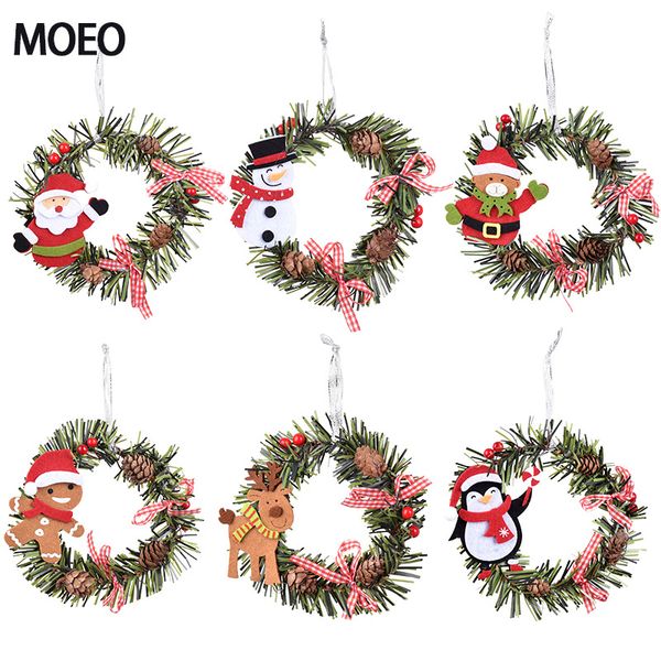 

christmas decorations garland pendant old man elk round pvc pine cone pendant