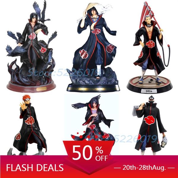 

anime naruto shippuden akatsuki figure gk uchiha itachi figurine hidan kakuzu pain hoshigaki kisame konan pvc action figure toys 1307n