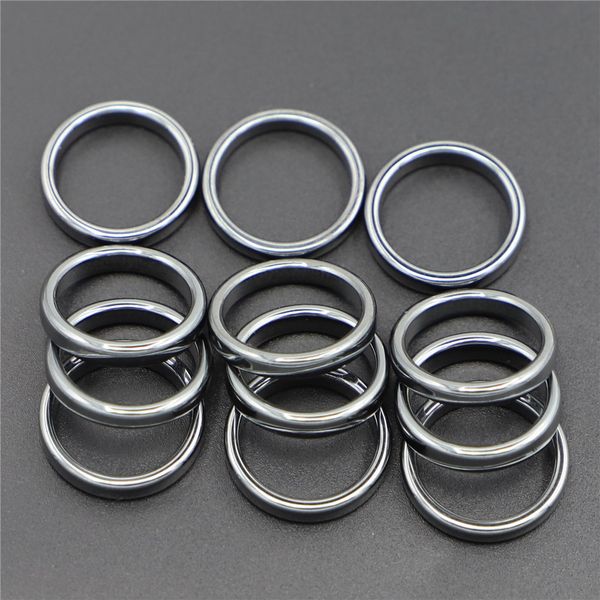 

fashion 4mm hematite rings flat arc gallstone couple non-magnetic relieve anxiety chakra energy jewelry gift, Golden;silver