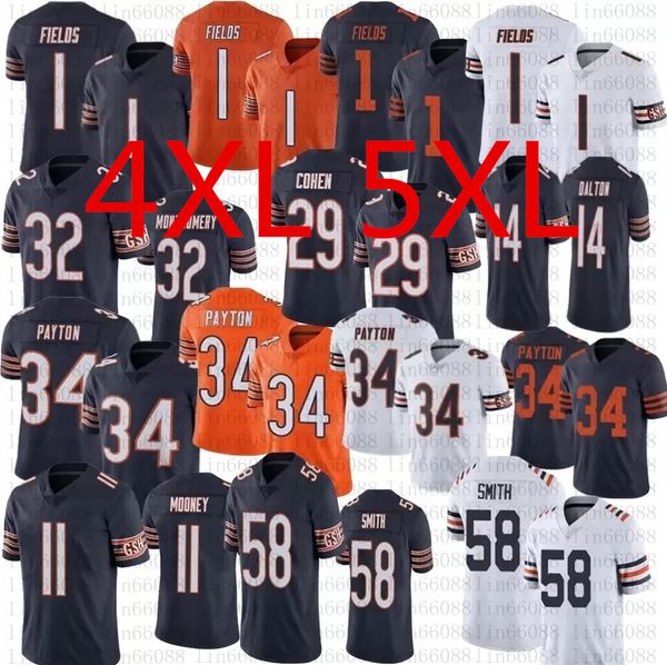 

justin fields roquan smith custom football jersey darnell mooney david montgomery cole kmet jaylon johnson eddie jackson jaquan brisker trev, Black;red