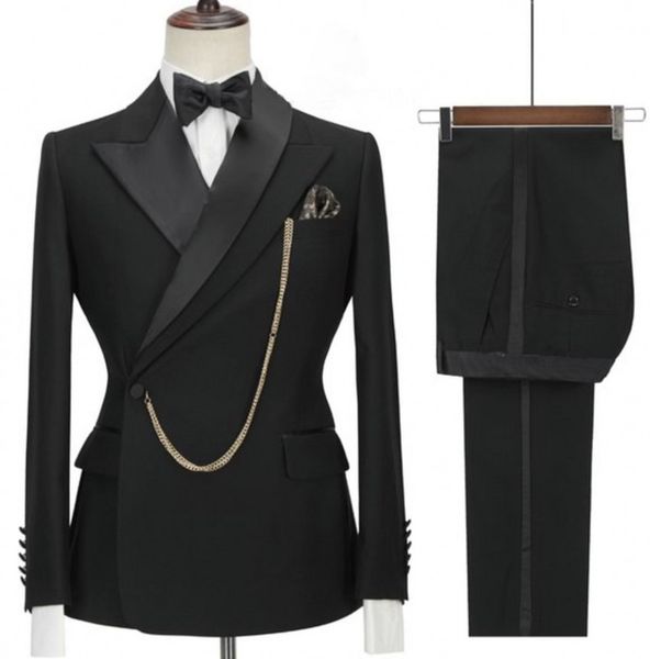 

brand new double collar design men wedding tuxedos black groom wear fashion men blazer 2 piece suit prom/dinner dress custom made formal clo, Black;gray
