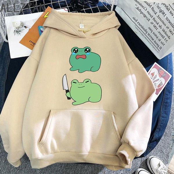 

women's hoodies & sweatshirts funny froggy duo hoodie men women green drawstring harajuku warm pullover korean style winter kawaii stud, Black