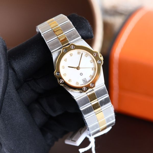 

fashion classic women's sports watch 28mm stainless steel band quartz movement 5156 ladies bracelet watches woman luxury watch designer, Slivery;golden