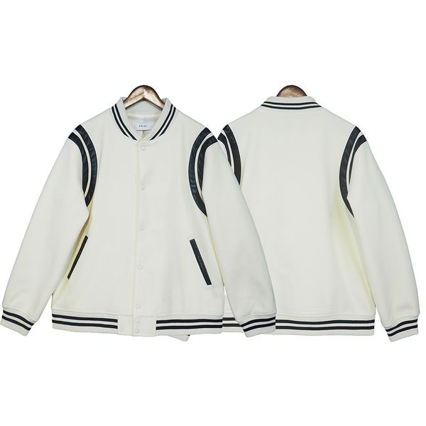 

blue black white coat baseball jacket men women casual heavy fabric woolen leather bomb jacket inside tags, Black;brown