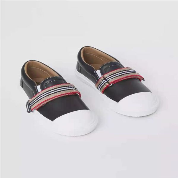 

boy soccer boots black color kids shoes whole leather vamp plaid designer white baby girls walking shoe eu 26-353169