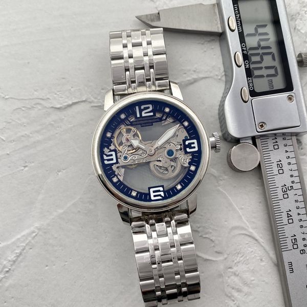 

men watch stainless steel two stitches 42mm machinery luxury brand automatic mechanical movement watches steel strap fashion pat, Slivery;brown