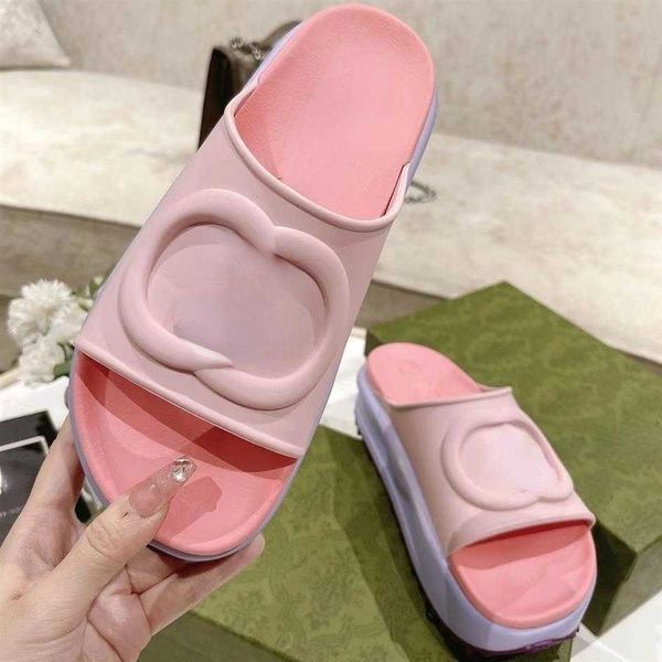 

one word slippers 2022 summer new comfortable convenient casual op20 thick sole fashion trend net red height men and women's 3061, Black