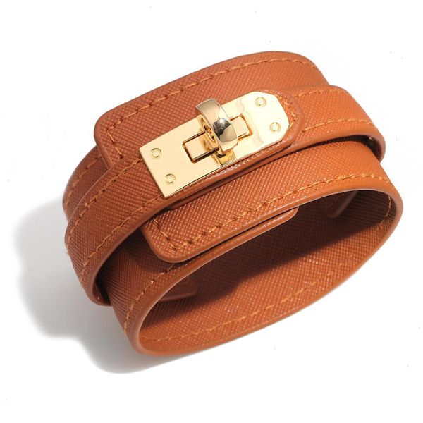 

european style wide leather bracelet strands amp bangles for women fashion jewlery brown red color party wristbands wholesale, Black