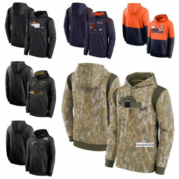 

denver men women youth bronco 2021 salute to service therma performance pullover football hoodie camo, Black