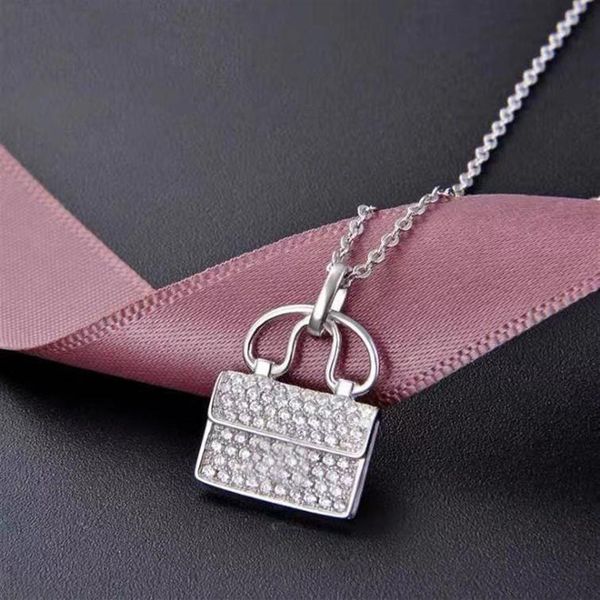 

fashion luxury diamond necklace exquisite mini bag h letter pendant with original gift box packaging270t, Silver