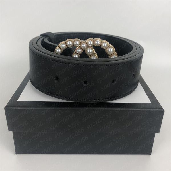 

women men designers belts leather black classic casual womens mens pearl buckle belt ceinture width 3 8cm with box244a, Black;brown