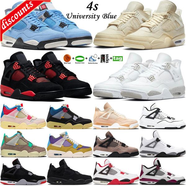 

2022 jumpman 4 og 4s university blue sail mens basketball shoes red thunder white oreo desert moss taupe haze cool grey men sports women, Black