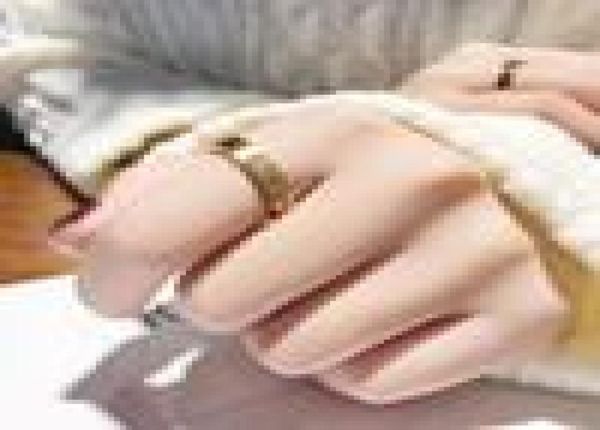 

rose gold ring stainless steel crystal wedding woman jewelry men promise for female gift engagement love screw rings size 511mm w, Silver