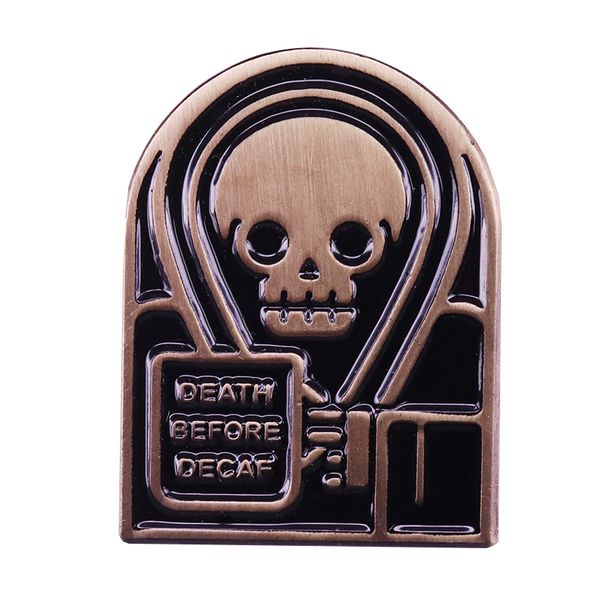 

skull lapel pin creative coffee lovers gothic art decor, Blue