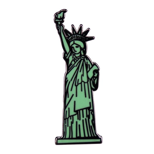 

american statue of liberty letting lady brooch pin jeans jacket lapel metal pins brooches badges exquisite jewelry accessories, Blue
