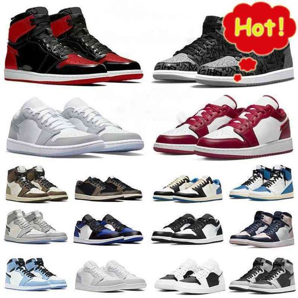

1 1s og low basketball shoes rebellionaire patent bred brotherhood dark marina university blue mocha shadow wolf grey cardinal red, Black