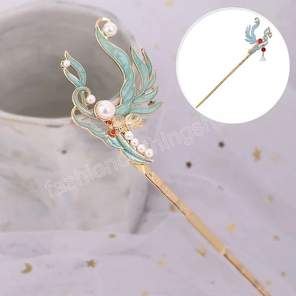 

vintage chinese style hanfu hair stick women metal tassel hair fork hairpin woman jewelry hair clip accessories, Slivery;white