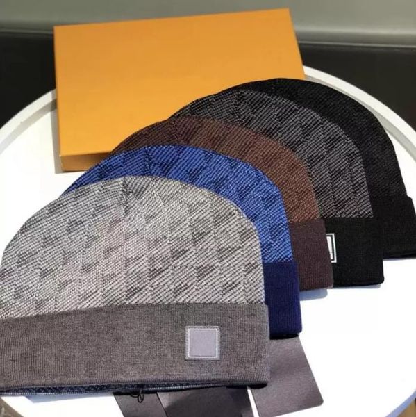 

luxury knitted hat fashionable letter printed hats popular pure wool warm and windproof elastic multi-color high-quality bean hat retro stre, Blue;gray