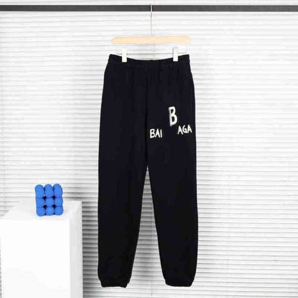 

22ss version designer balanciagas autumn paris fashion not jeans graffiti luminous printed for men and women short trousers, Black